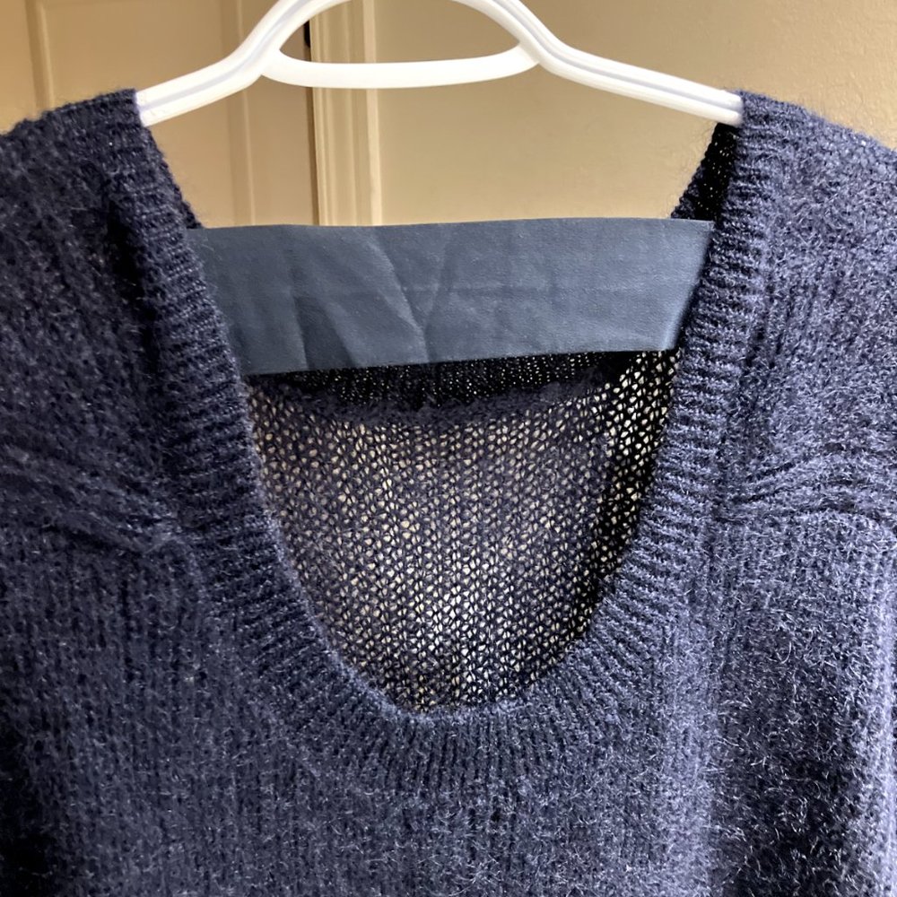 COS mohair navy sweater dress with cut-out back
